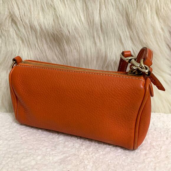 DOONEY & BOURKE Vintage Y2K Orange Pebbled Leather Mini Barrel Bag - Picture 4 of 16